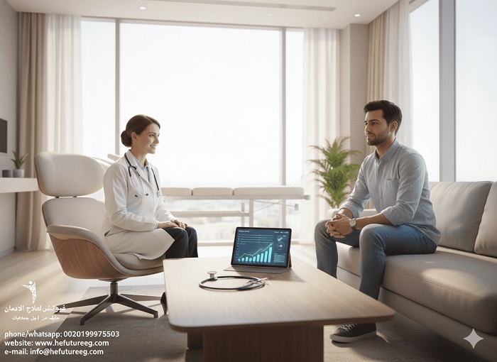 غرف العلاج وإعادة التأهيل في مستشفى فيوتشر لمرضى إدمان الشبو.