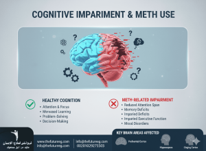 رسم توضيحي يشرح كيف يؤثر الشبو على الدماغ ووظائفه العصبية