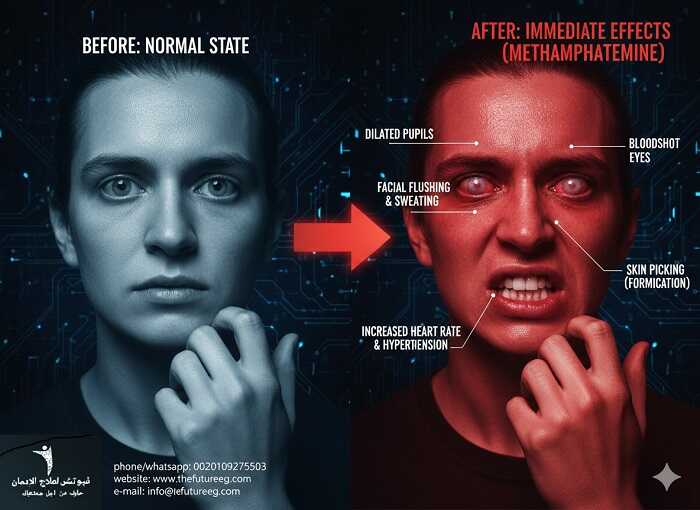 أعراض تعاطي الشبو الجسدية فور بداية المفعول وتأثيرها على العين.