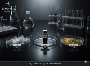 توضيح الفرق بين الآيس والماكس والبودر من حيث الشكل الكيميائي والتأثير.