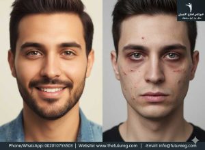 توضيح تأثير الآيس على الوجه وشحوب البشرة والشيخوخة المبكرة.