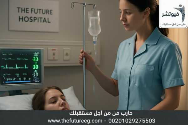 ممرضة في مستشفى فيوتشر تراقب العلامات الحيوية لفتاة خلال مرحلة سحب السموم ضمن برنامج علاج إدمان البنات.