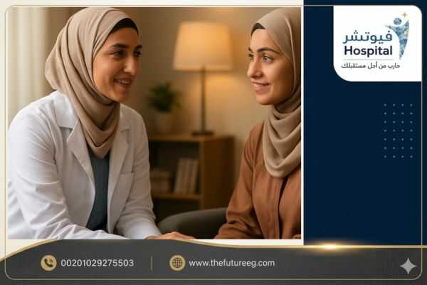 طبيبة نفسية تقدم الدعم لمريضة داخل أفضل مصحة علاج ادمان حريمي لعلاج التشخيص المزدوج.