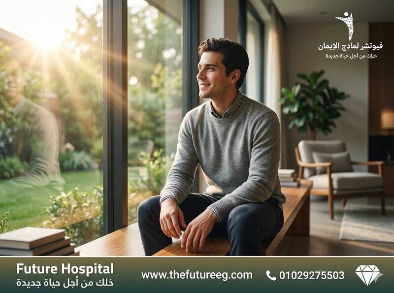 شاب يعبر عن الأمل والتعافي بعد تجاوز مراحل انسحاب الشبو في مركز فيوتشر.