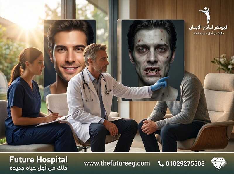 تأثير الشبو على الوجه قبل وبعد سنة من التعاطي - مستشفى فيوتشر.