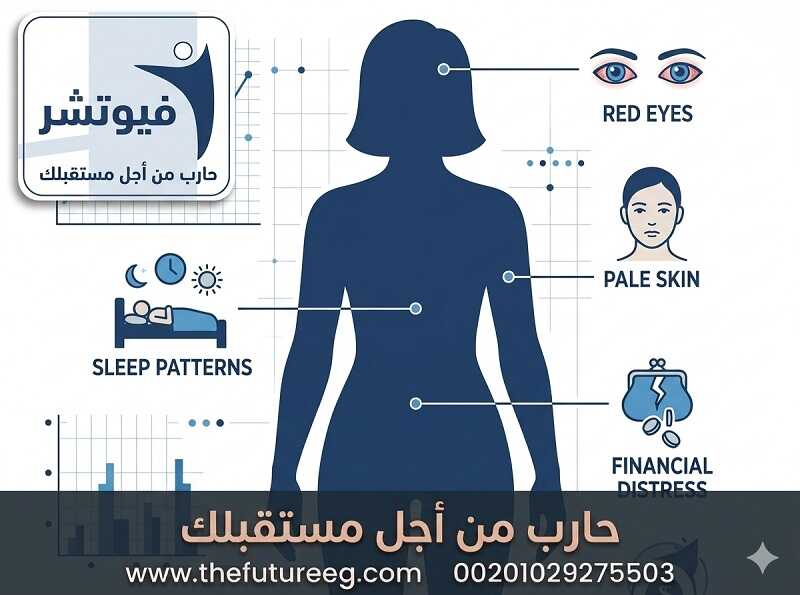 مخطط توضيحي طبي يبرز أعراض إدمان البنات مثل احمرار العين، شحوب البشرة، واضطراب النوم.
