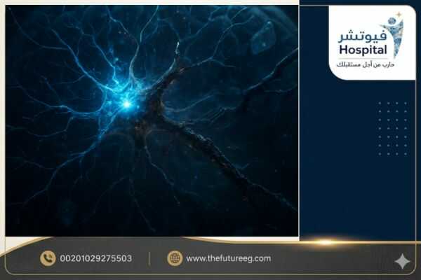 صورة تعبيرية طبية ثلاثية الأبعاد تظهر شبكة من الخلايا العصبية في الدماغ وهي تتآكل وتحترق بوميض كهربائي أزرق مائل للرماد، مما يجسد تدمير الجهاز العصبي من الشبو.