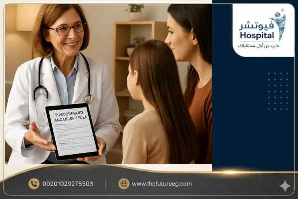 طبيبة متخصصة في مستشفى فيوتشر تشرح لعائلة ما هي طرق علاج إدمان الفتيات والبروتوكولات المتاحة بسرية.