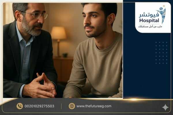 جلسة علاج نفسي إكلينيكية داخل مصحة متخصصة لمساعدة متعافٍ من الشابو على مواجهة محفزات الانتكاس وتعديل السلوك.
