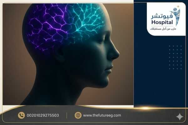 رسم طبي تعبيري يوضح استعادة الدماغ لاستقراره وتوازنه النفسي بعد السيطرة على الهلاوس السمعية والبصرية لمدمن الشبو.