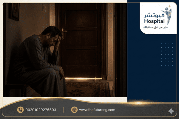 أب قلق أمام باب غرفة ابنه بسبب اعراض ادمان الشبو عند الرجال